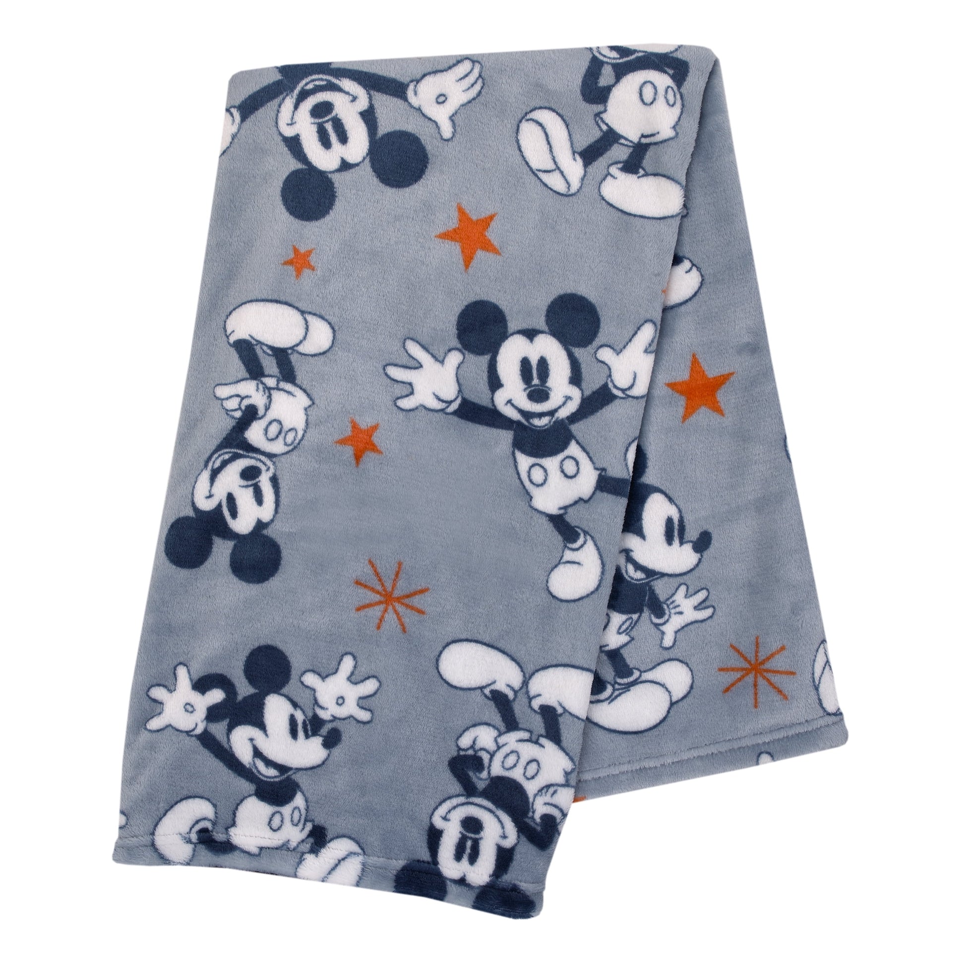 Disney Mickey Mouse Gray, Navy, Red and White Baby Blanket