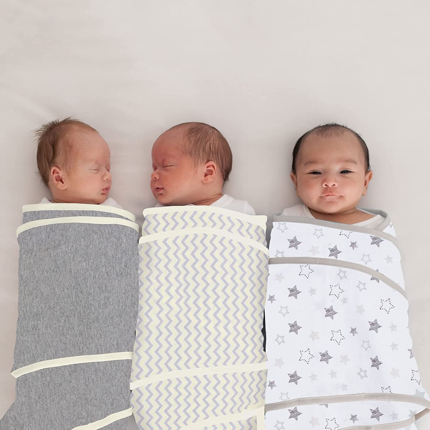 Miracle Blanket Swaddle Wrap - Boy, Girl, or Neutral Receiving Baby Blanket - Soft, Wearable Sleep Sack Essential for Newborns and Infants (Gray with Yellow Trim)