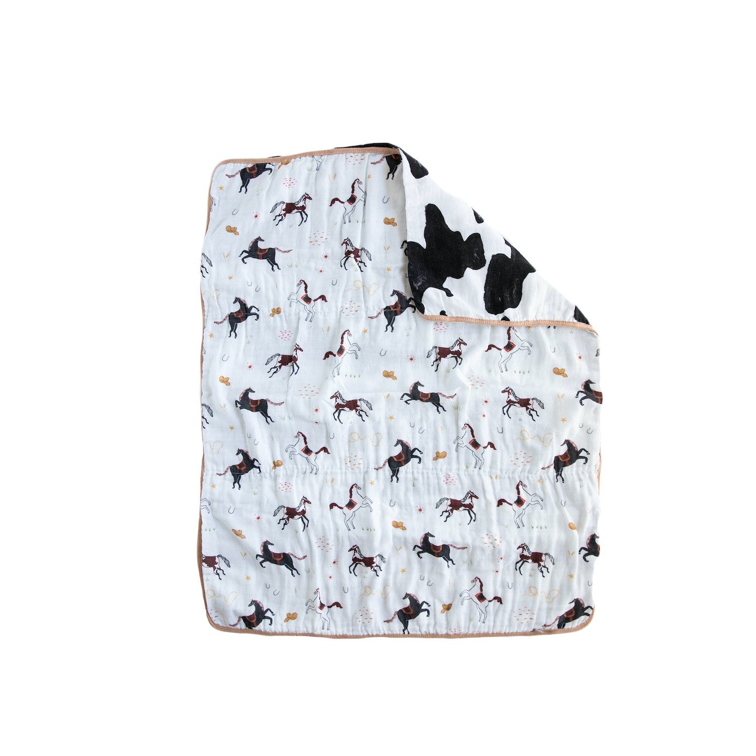 Red Rovr 100% Organic Cotton Muslin Quilted Infant Blanket, Unisex, Howdy Horse