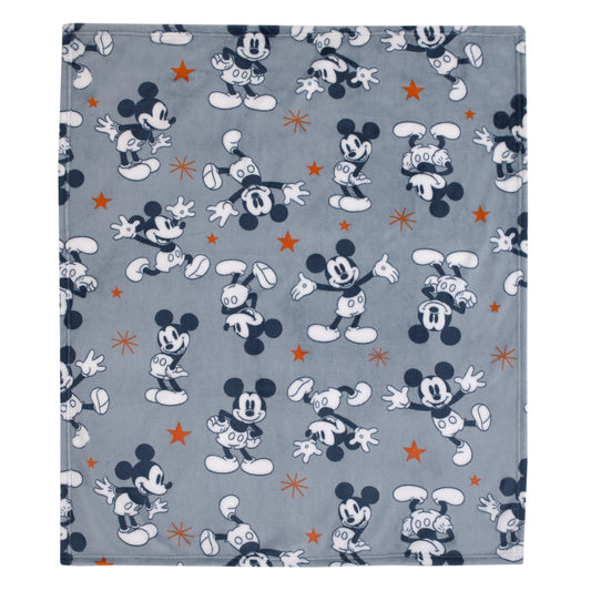 Disney Mickey Mouse Gray, Navy, Red and White Baby Blanket