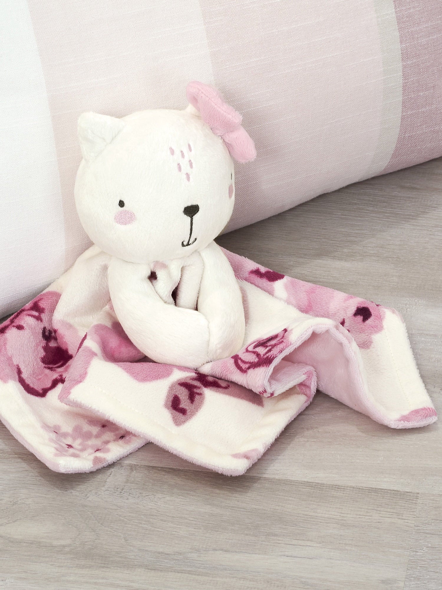 Modern Moments by Gerber Baby & Toddler Girl or Boy Plush Security Blanket, Pink Bear