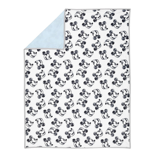 Lambs & Ivy Disney Baby MICKEY MOUSE Baby Blanket - Blue/White Minky/Jersey