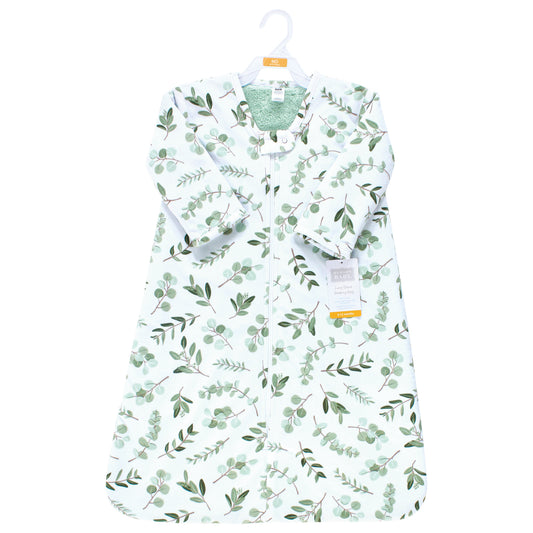 Hudson Baby Long Sleeve Plush Faux Fur Sleeping Bag, Wearable Blanket, Eucalyptus, 0-6 Months