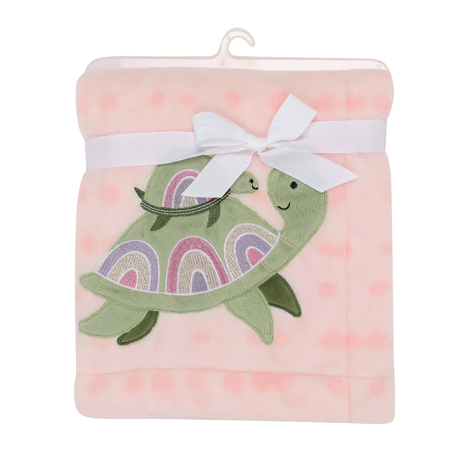 Lambs & Ivy Sea Dreams Cozy Pink Fleece Turtle Applique Baby Blanket