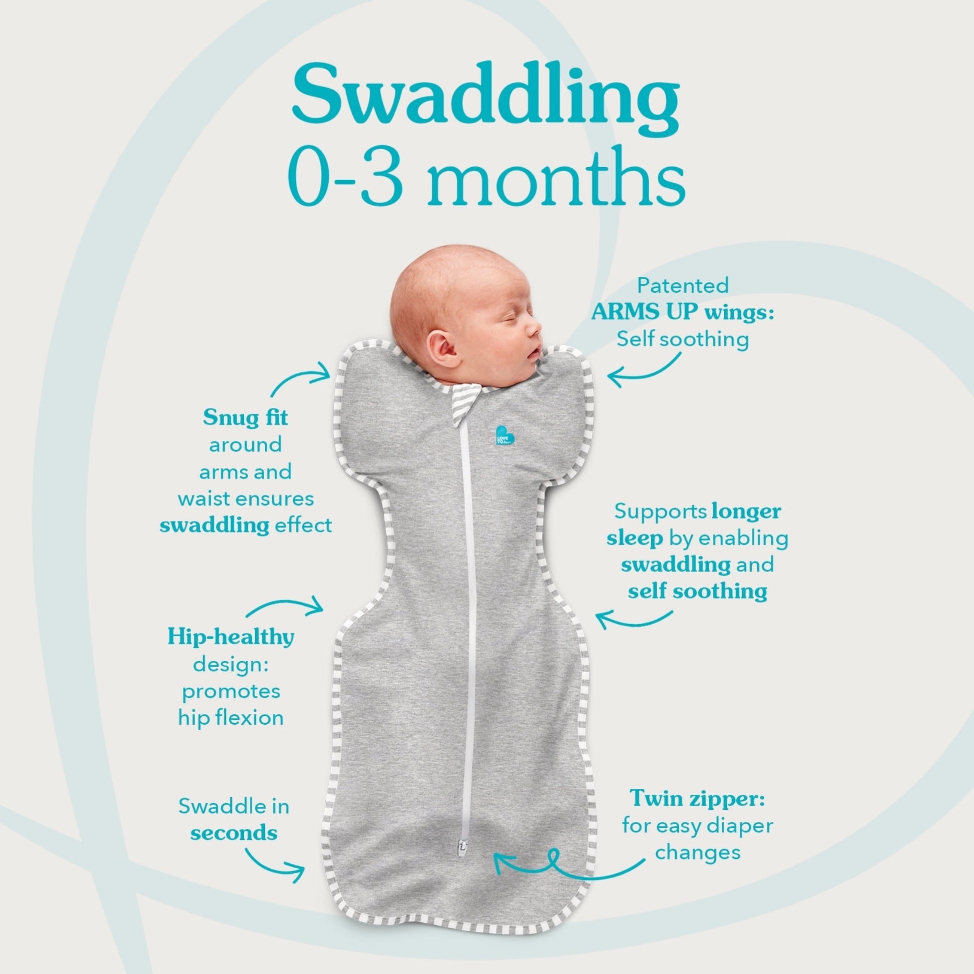 Love to Dream Swaddle Up Organic Cotton 1.0 TOG Baby Sleep Sack, Arms Up Design, Twin Zipper, Medium 13-19 lbs, Cream