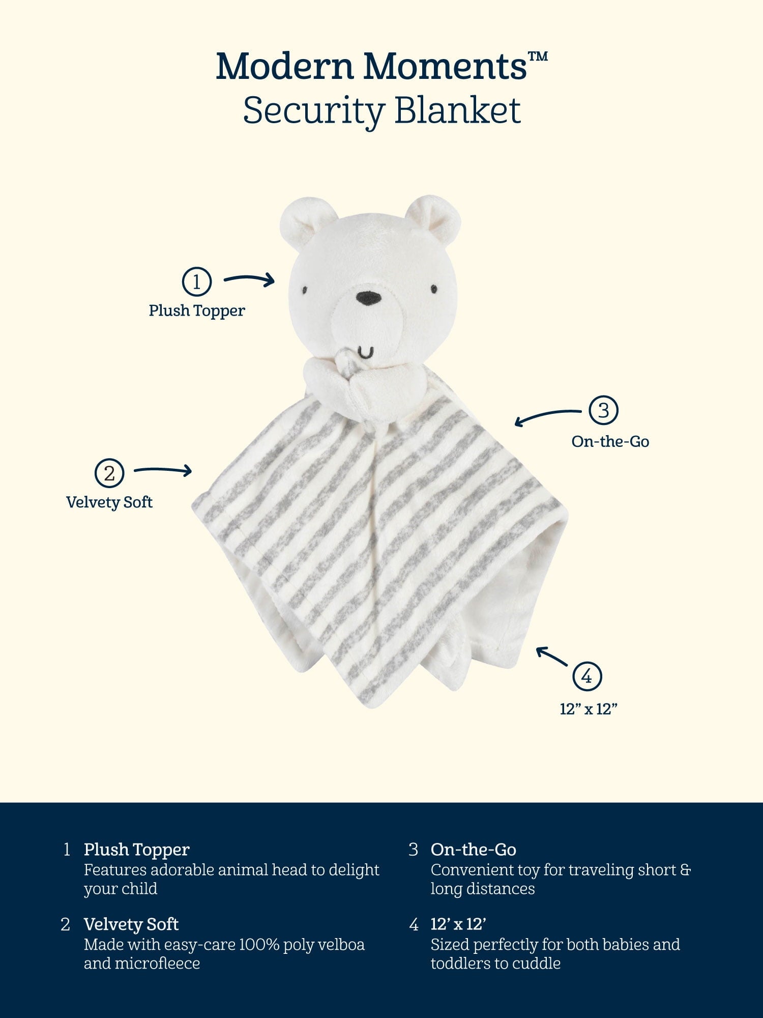 Modern Moments by Gerber Baby & Toddler Girl or Boy Plush Security Blanket, Pink Bear