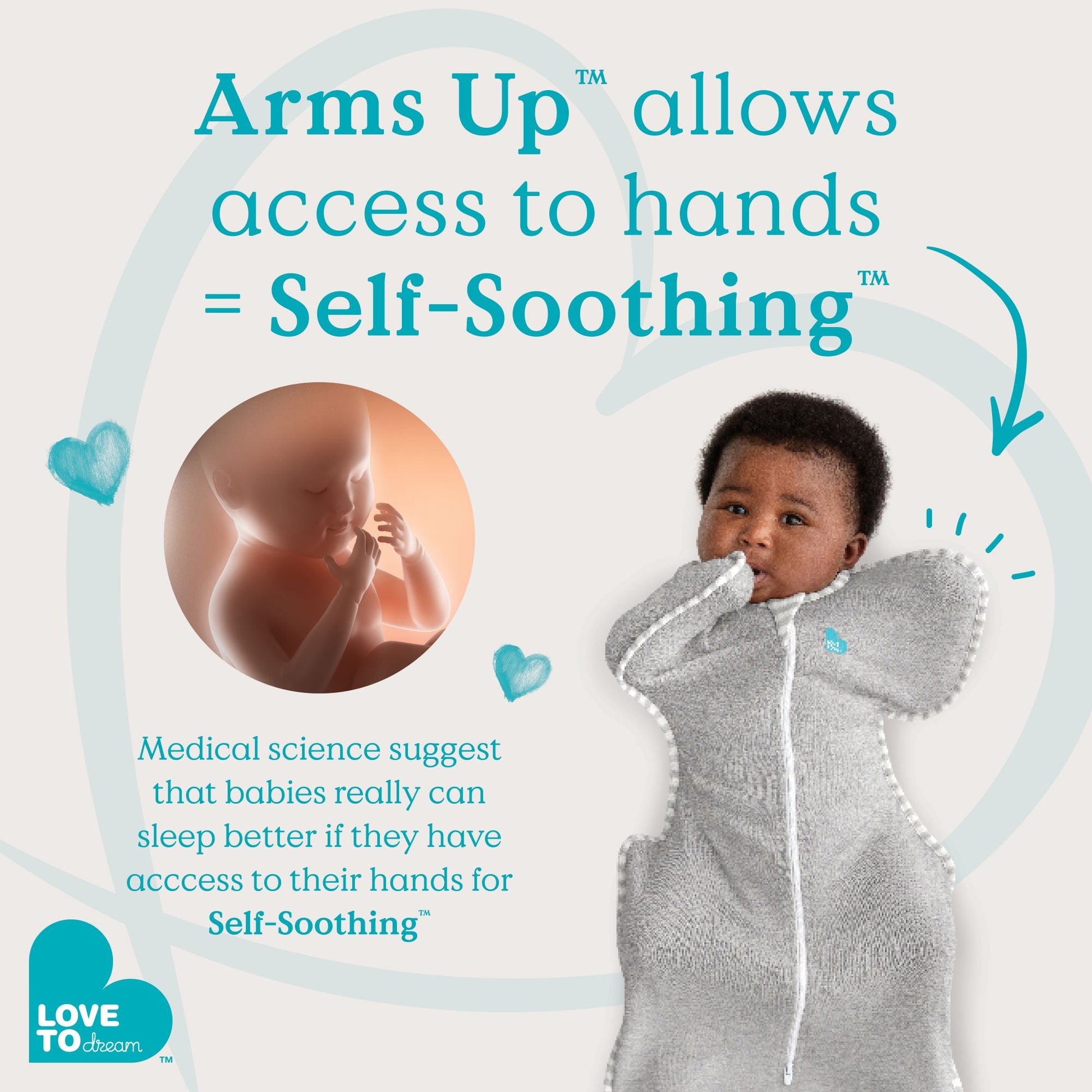 Love to Dream Swaddle Up Organic Cotton 1.0 TOG Baby Sleep Sack, Arms Up Design, Twin Zipper, Medium 13-19 lbs, Cream