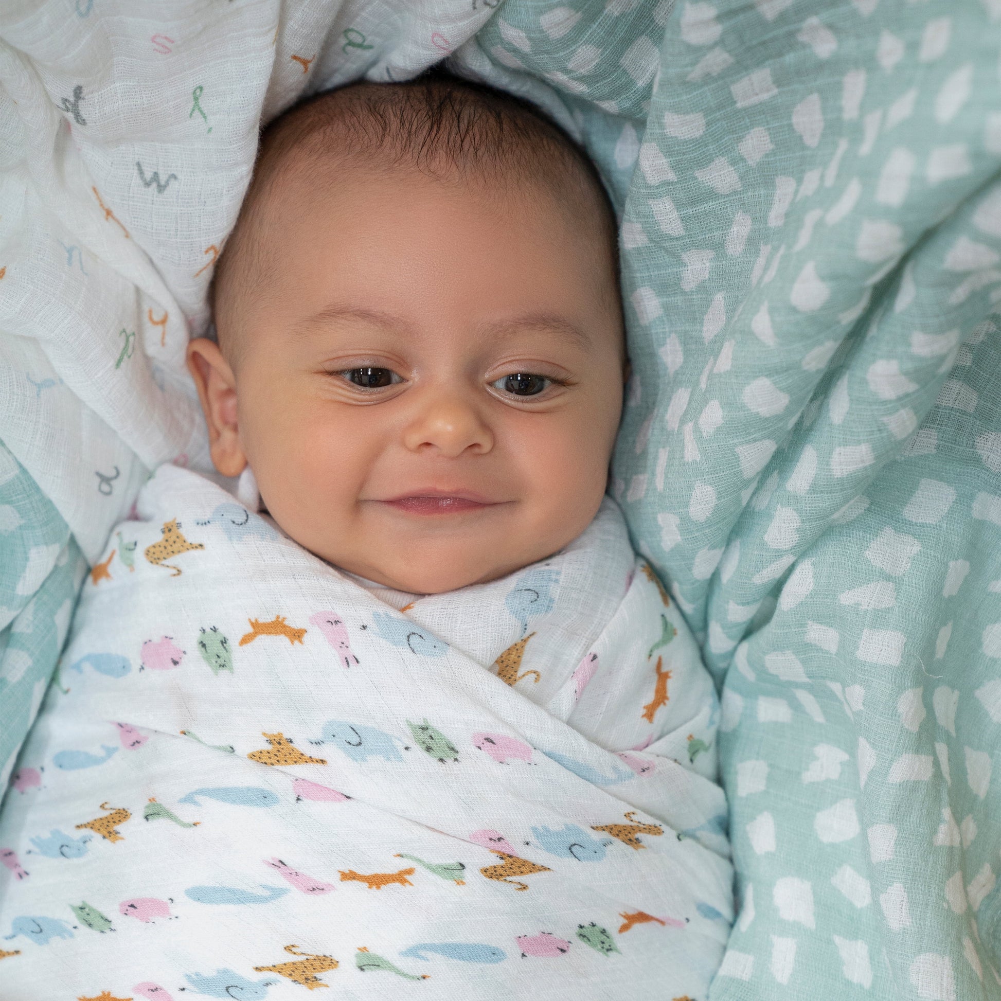 aden + anais Alphabet Animals Cotton Muslin Baby Blankets, 4 Count