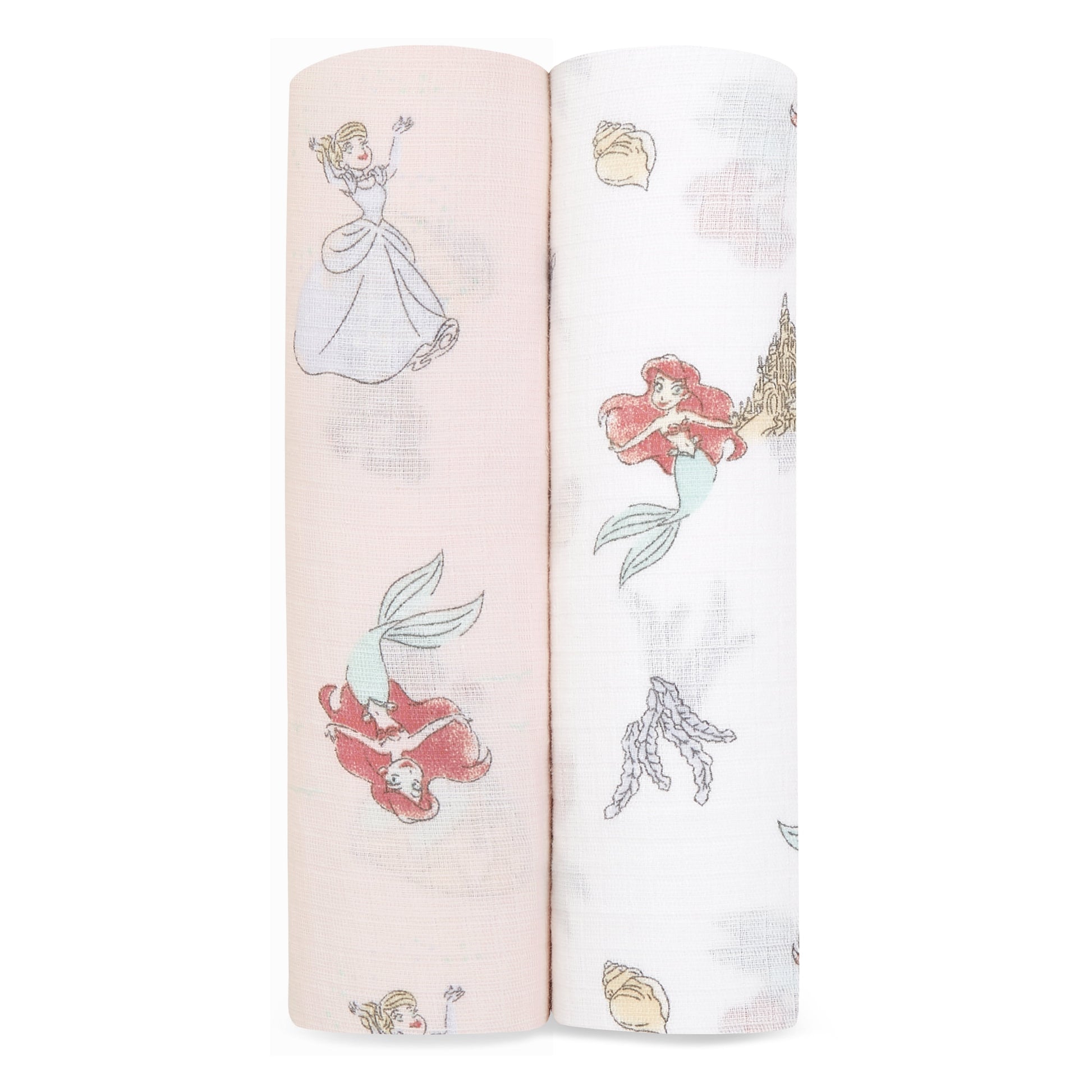 Aden + Anais Essentials Disney Princess 100% Muslin Cotton Swaddle Blanket, Female, 2 Pack