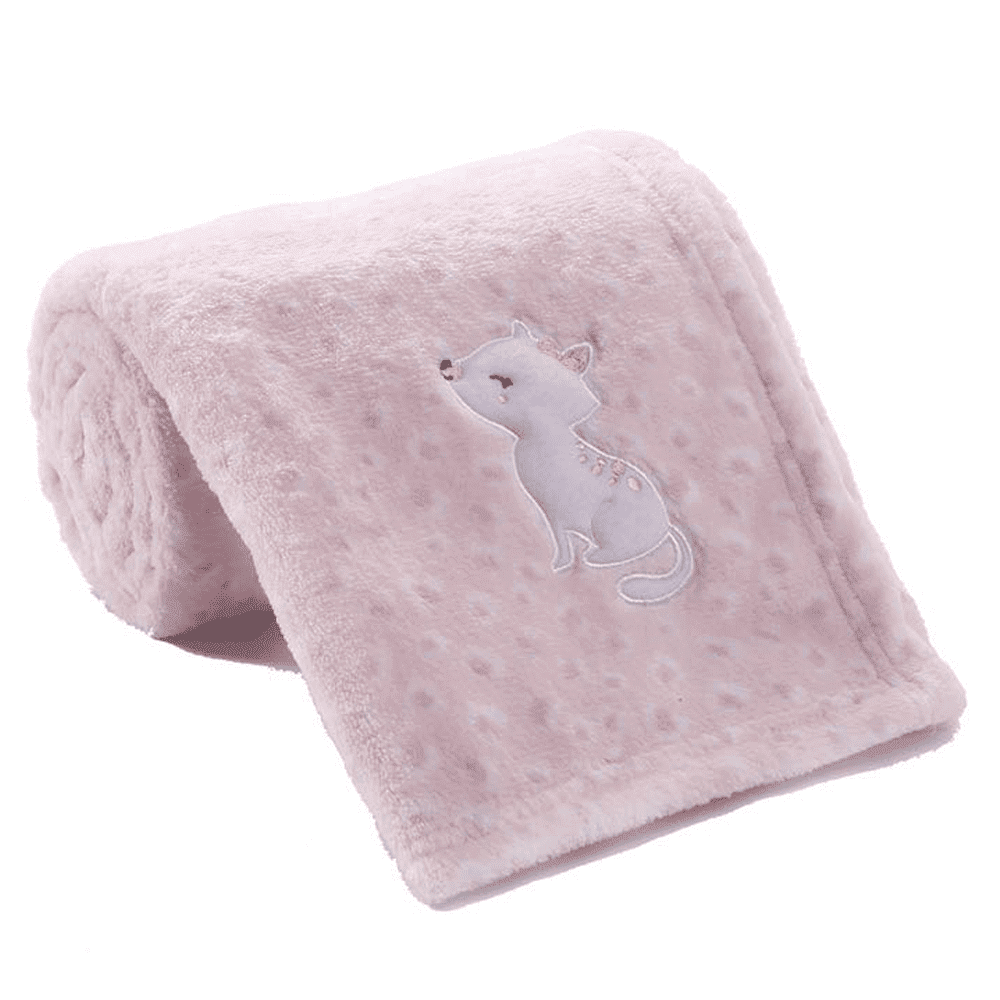 CREVENT Cute Plush Cozy and Warm Fleece Baby Blanket for Girls Infant Toddler Crib Cot Stroller, 30''X40'', Pink Cat