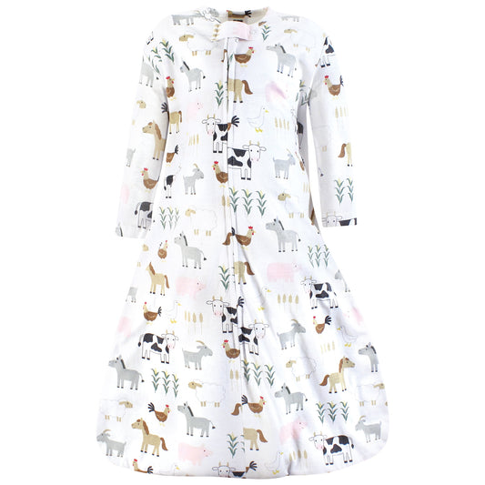 Hudson Baby Unisex Baby Long Sleeve Cotton Jersey Sleeping Bag, Cute Farm, 12-18 Months