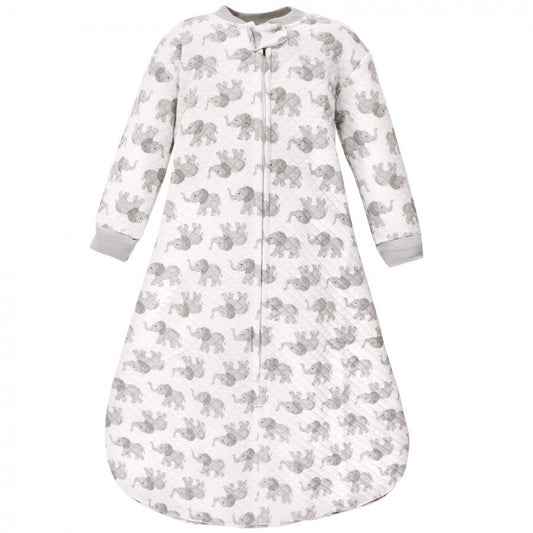 Hudson Baby Unisex Baby Premium Quilted Long Sleeve Sleeping Bag and Wearable Blanket, Gray Elephant, 12-18 Months