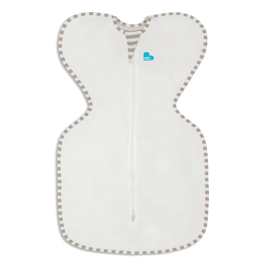 Love to Dream Swaddle Up Organic Cotton 1.0 TOG Baby Sleep Sack, Arms Up Design, Twin Zipper, Medium 13-19 lbs, Cream