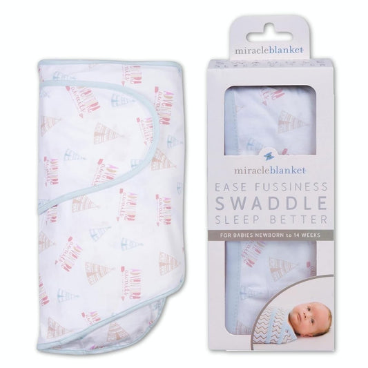 Miracle Blanket Swaddle Wrap - Boy, Girl, or Neutral Receiving Baby Blanket - Soft, Wearable Sleep Sack Essential for Newborns and Infants (Gray with Yellow Trim)