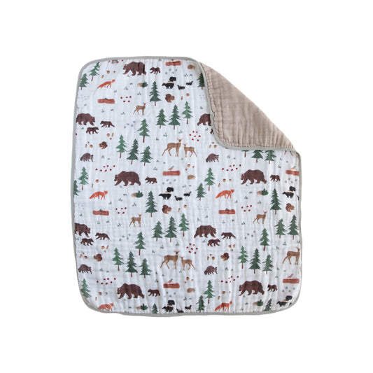 Red Rovr 100% Organic Cotton Muslin Quilted Infant Blanket, Unisex, Bear Buddies