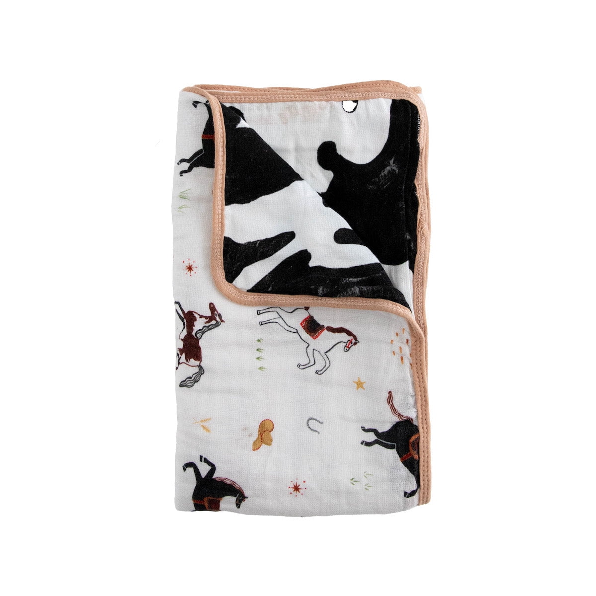 Red Rovr 100% Organic Cotton Muslin Quilted Infant Blanket, Unisex, Howdy Horse