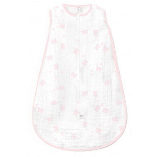 SwaddleDesigns Cotton Muslin Sleeping Sack with 2-Way Zipper, Butterflies - Pastel Pink, Small