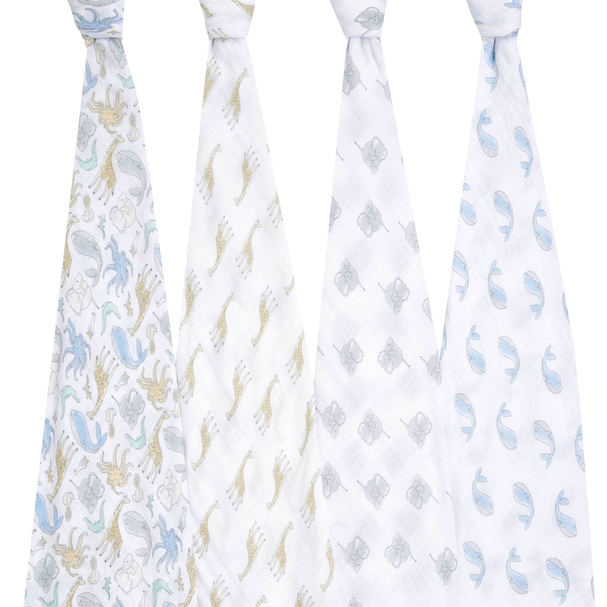 Aden + Anais Essentials 100% Muslin Cotton Swaddle Blanket, Unisex, 4 Pack, Natural History