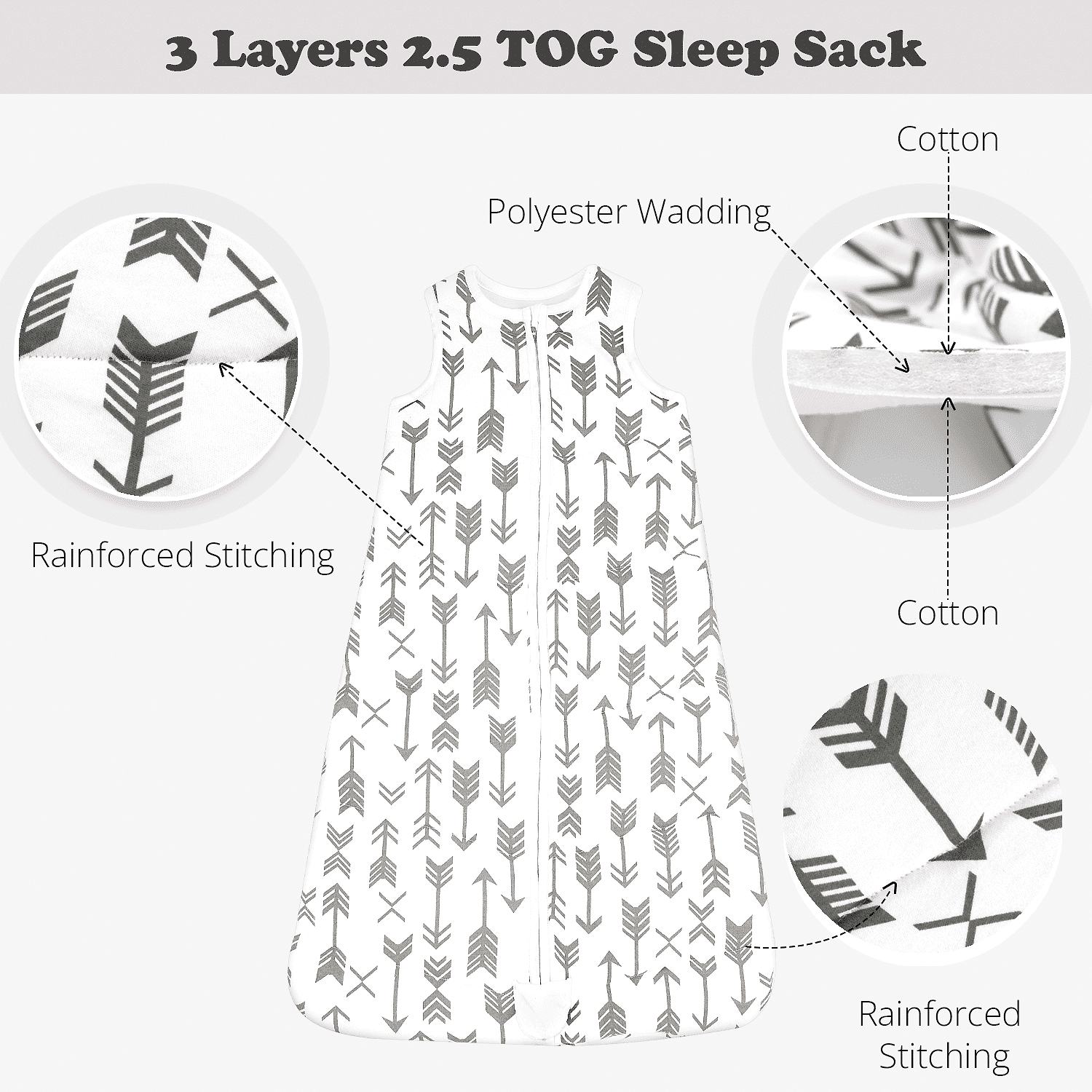 Baby Wearable Blanket 2.5 TOG, Cotton Sleep Sacks for 12-18 Months, 1 Pack Unisex Sleeping Bag Sack, Small Size, 2-Way Zipper Swaddle Transition Sleep Sack