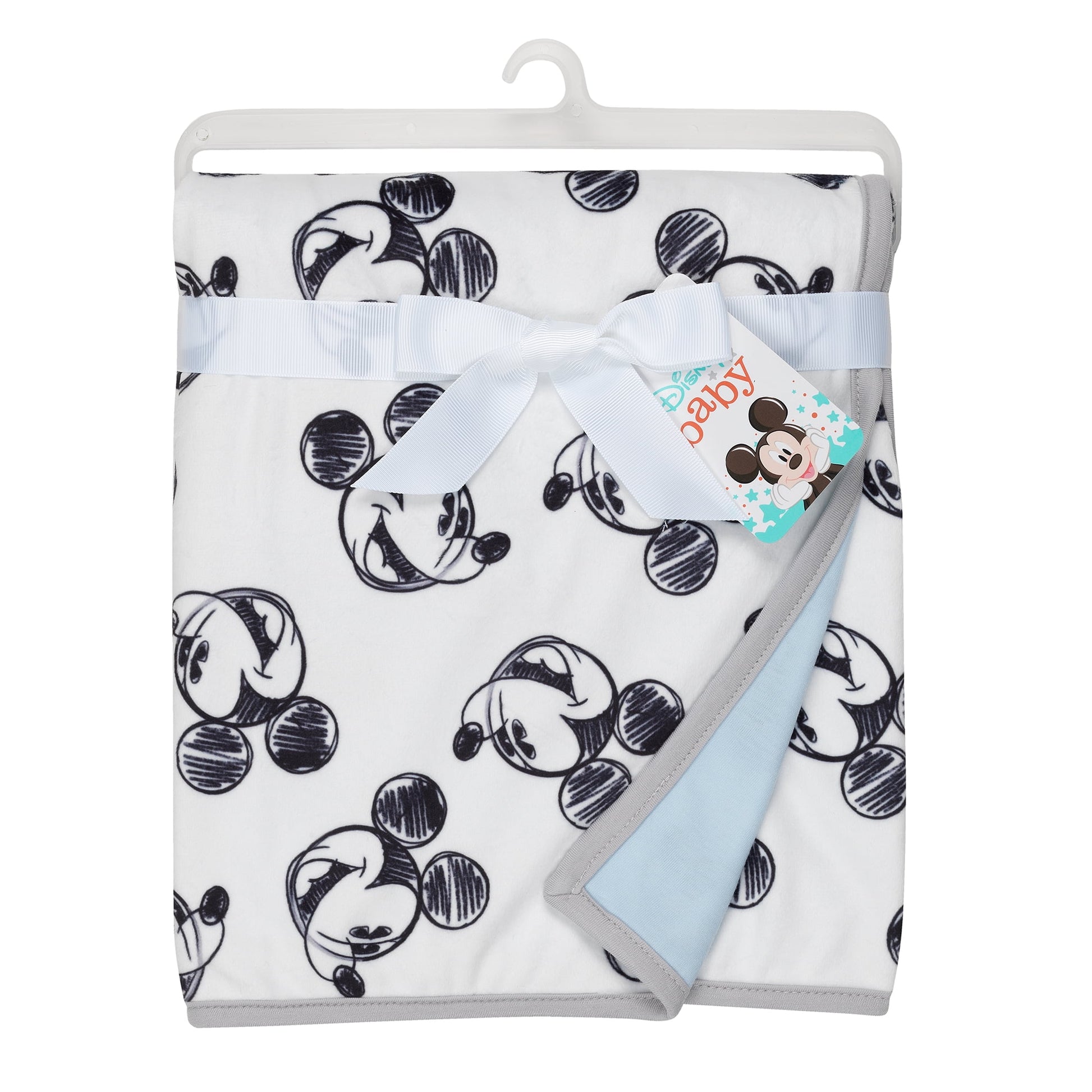 Lambs & Ivy Disney Baby MICKEY MOUSE Baby Blanket - Blue/White Minky/Jersey