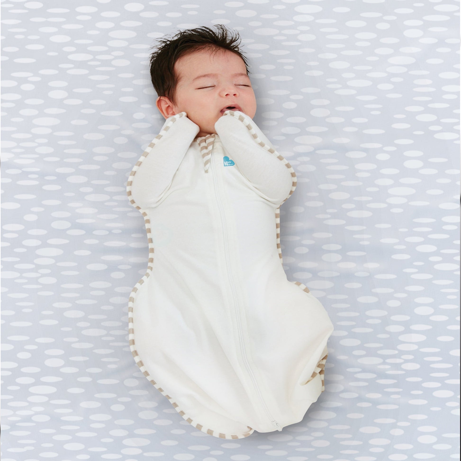Love to Dream Swaddle Up Organic Cotton 1.0 TOG Baby Sleep Sack, Arms Up Design, Twin Zipper, Medium 13-19 lbs, Cream