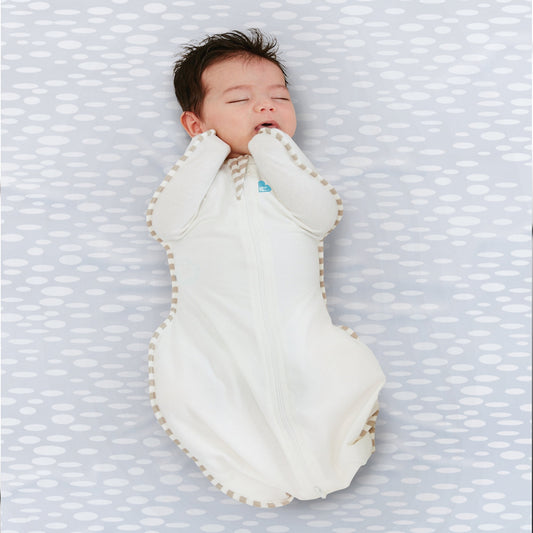 Love to Dream Swaddle Up Organic Cotton 1.0 TOG Baby Sleep Sack, Arms Up Design, Twin Zipper, Medium 13-19 lbs, Cream
