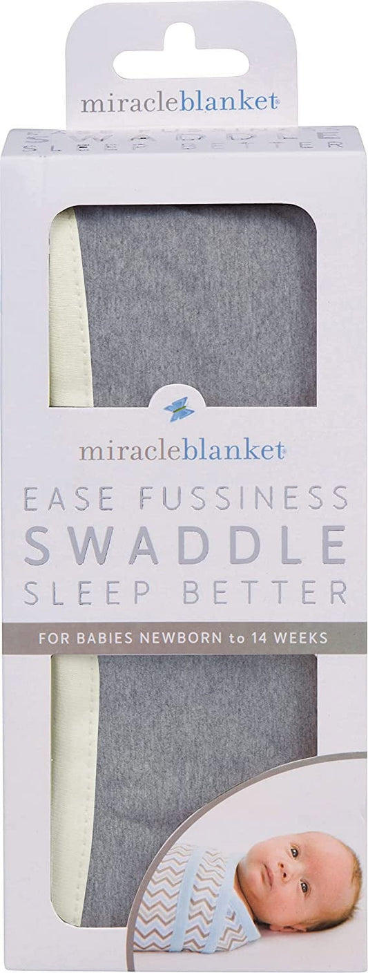 Miracle Blanket Swaddle Wrap - Boy, Girl, or Neutral Receiving Baby Blanket - Soft, Wearable Sleep Sack Essential for Newborns and Infants (Gray with Yellow Trim)