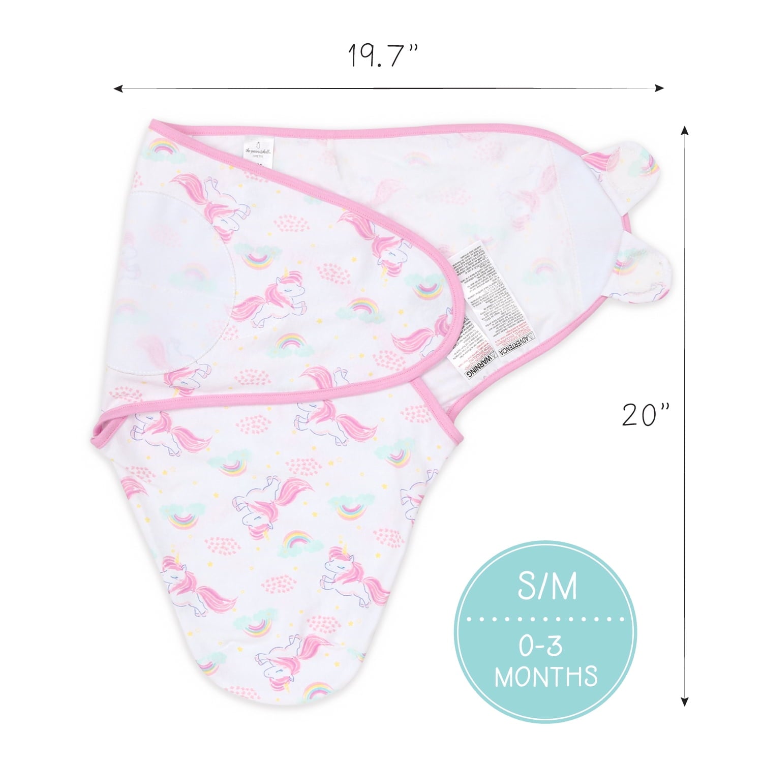 The Peanutshell Newborn Swaddles for Baby Girls, 3 Pack Set, Rainbow Unicorn