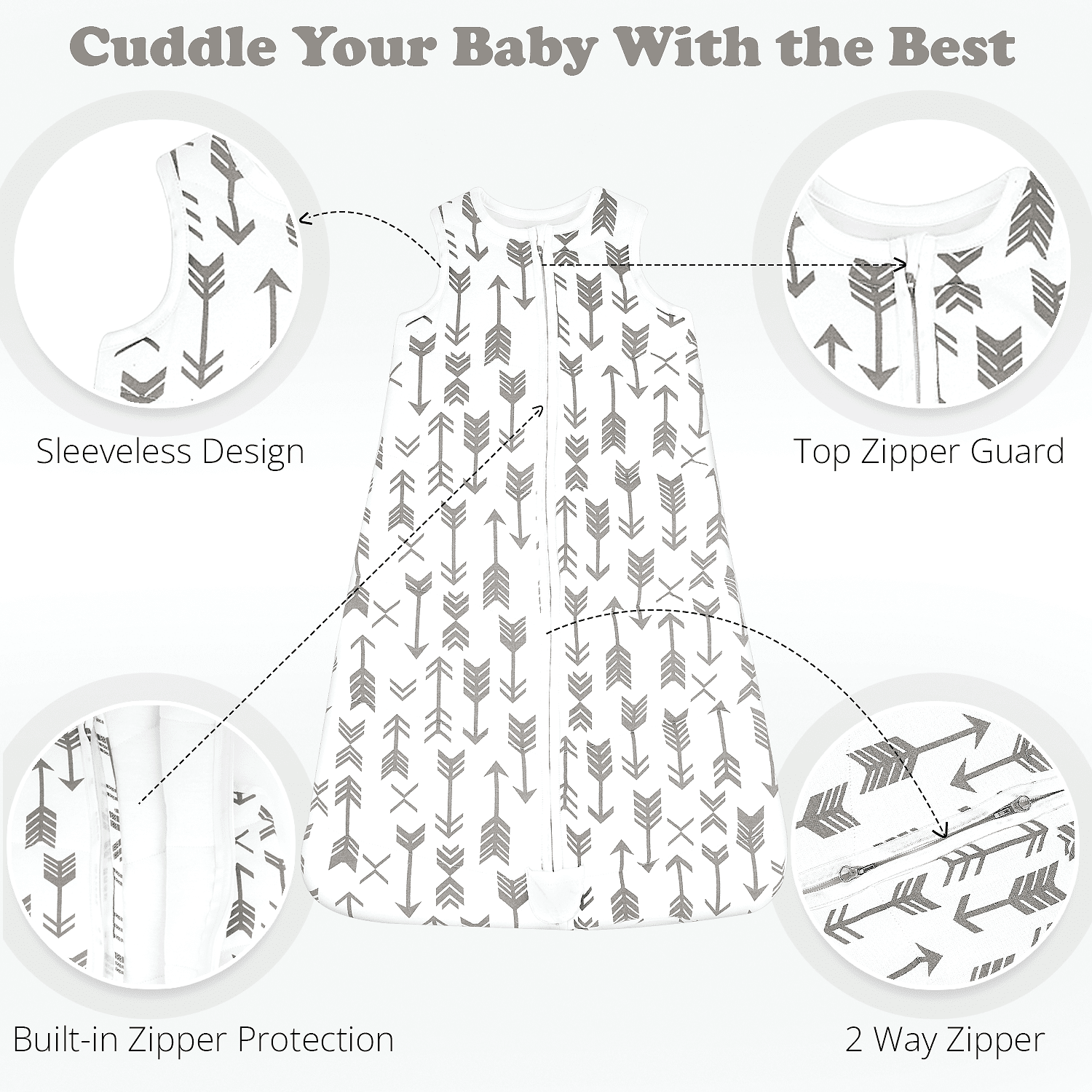 Baby Wearable Blanket 2.5 TOG, Cotton Sleep Sacks for 12-18 Months, 1 Pack Unisex Sleeping Bag Sack, Small Size, 2-Way Zipper Swaddle Transition Sleep Sack