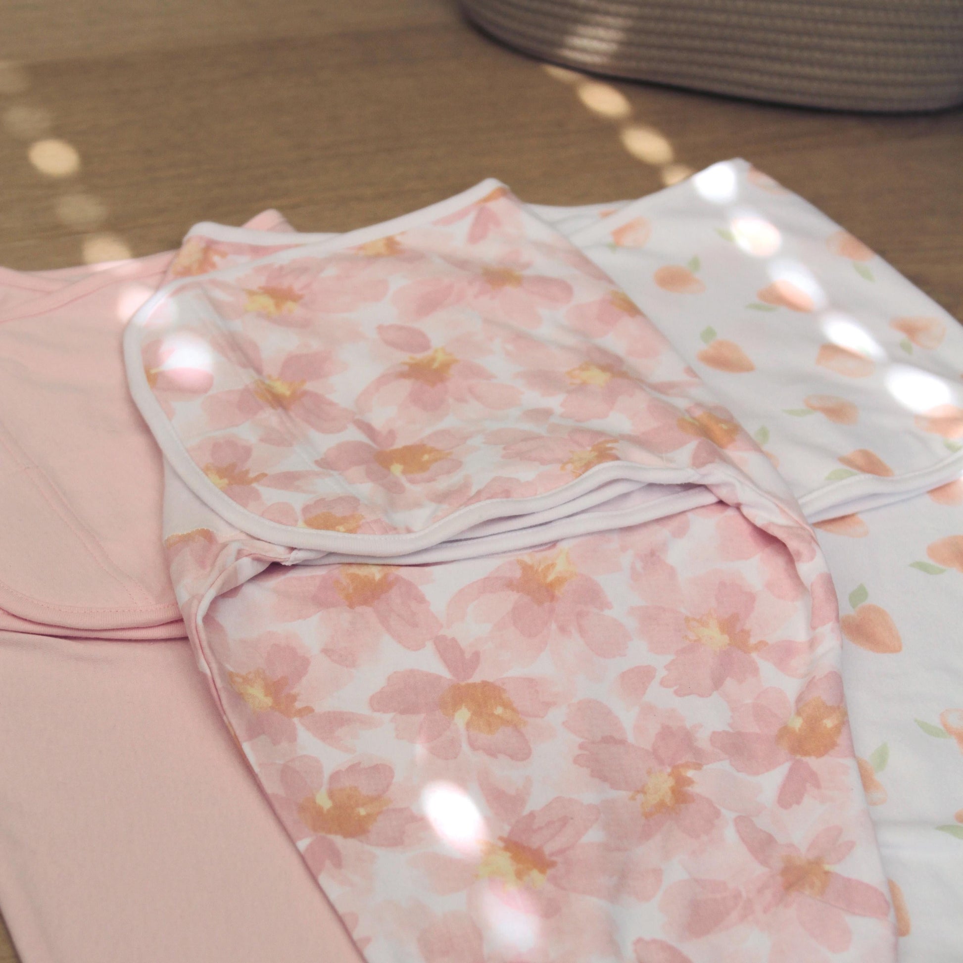 aden + anais™ Essentials No Zip Wrap Swaddles, Garden Floral, Pink, Girls, Newborn, 0-3 Months, 3-Pack